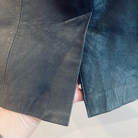 LINEA PRIVATA Sz 7-8 Fully Lined Back Slit Zipper Leather Skirt - Picture 3 of 8